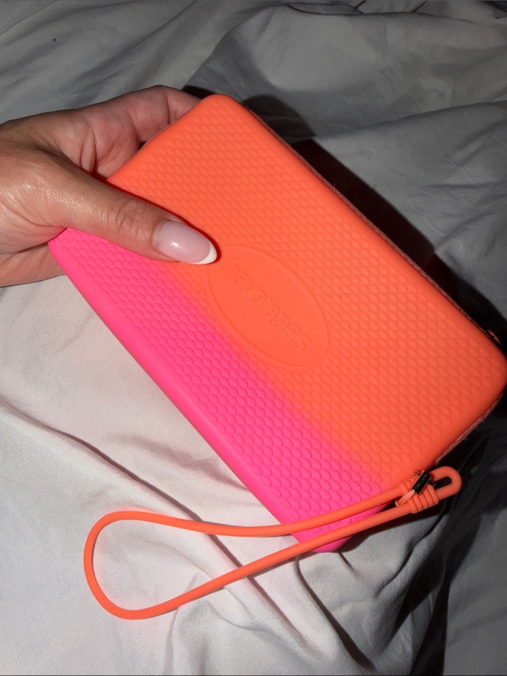 Havaianas Neon Orange and Hot Pink Silicone Wristlet